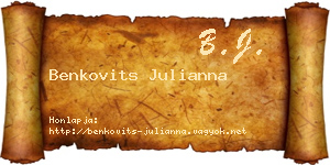 Benkovits Julianna névjegykártya